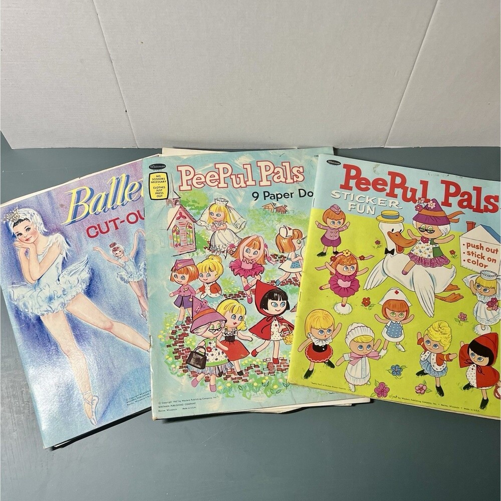 Vintage Whitman Paper Dolls Lot, PeePul Pals, Junk Journal Craft Ephemera